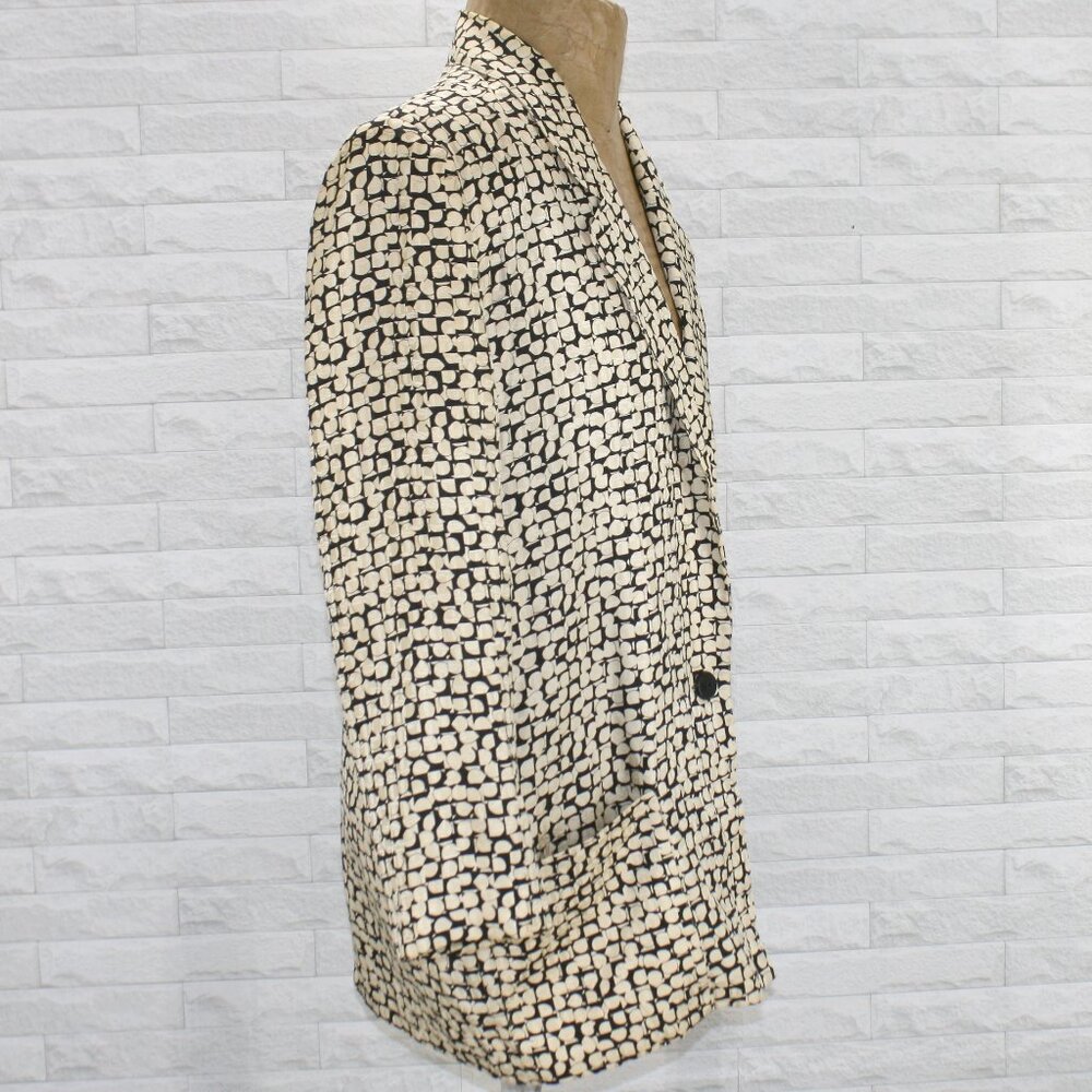 VINTAGE LIZ CLAIBORNE Silk Blazer Jacket Oversized Geometric Abstract Black 8 - Picture 5 of 16